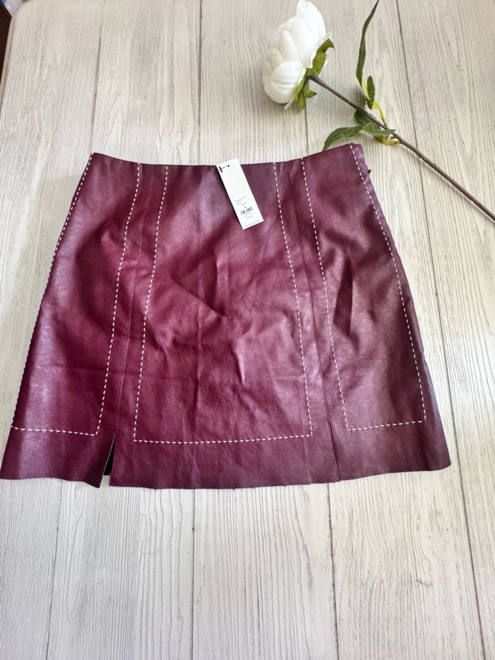 Francesca's Collections Faux Leather Mini Skirt in Burgundy